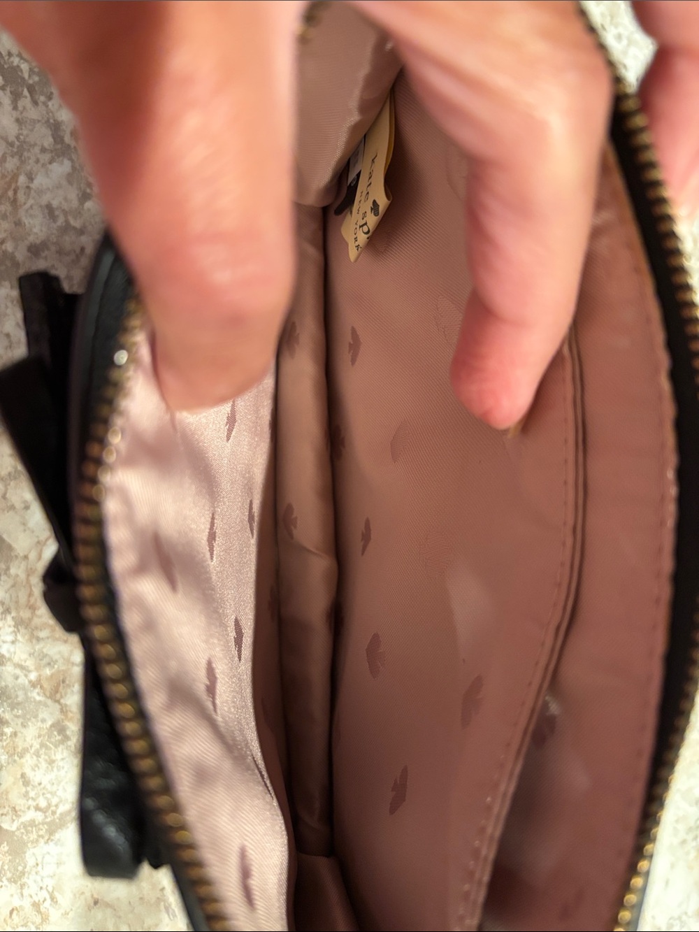kate spade black pebbled leather wristlet with bow and tassel - Picture 5 of 8